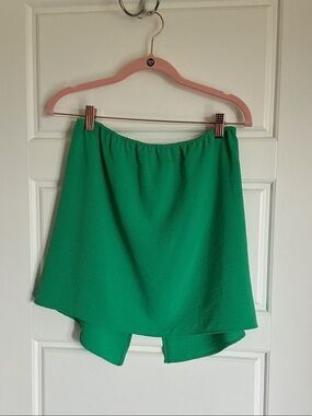 Women's Green High-Low Strapless Top